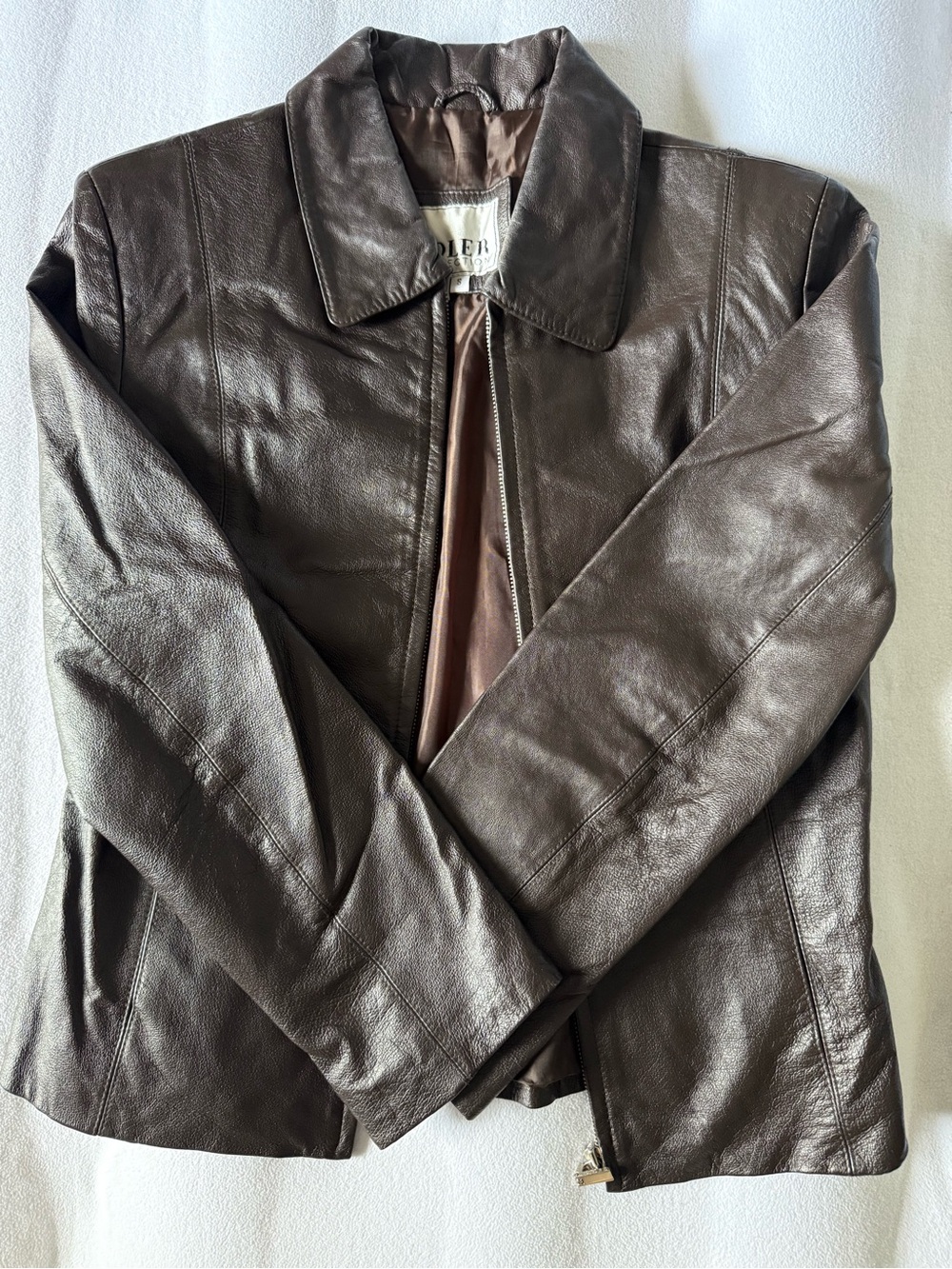 Adler Collection Leather Jacket in Brown Size Small Like New
